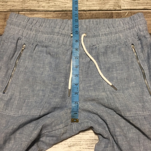 Athleta Cabo Linen Joggers Women’s 10T Blue Chambray Tapered (Inseam 29) - Picture 3 of 10